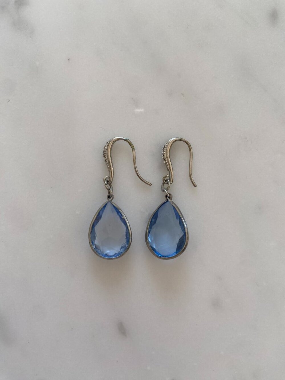 Silver Earrings with Light Blue Stone